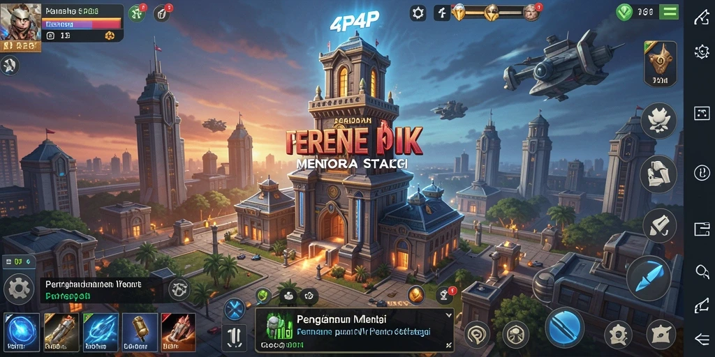 Tampilan gameplay Tower Defense yang mendebarkan di 4P4P.