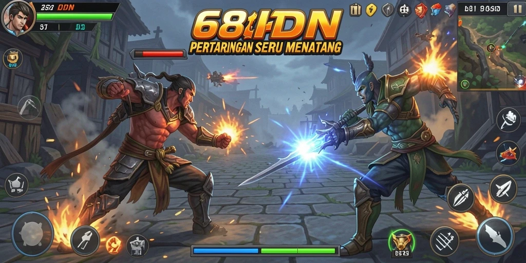 Tampilan seru dalam pertarungan 68IDN dengan karakter yang menantang.