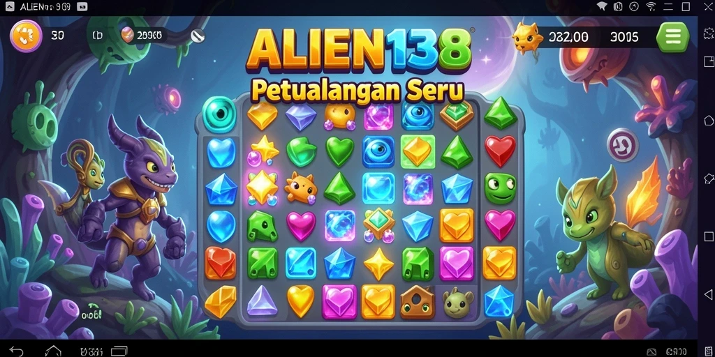 Tampilan menarik dari gameplay ALIEN138 Match-3.