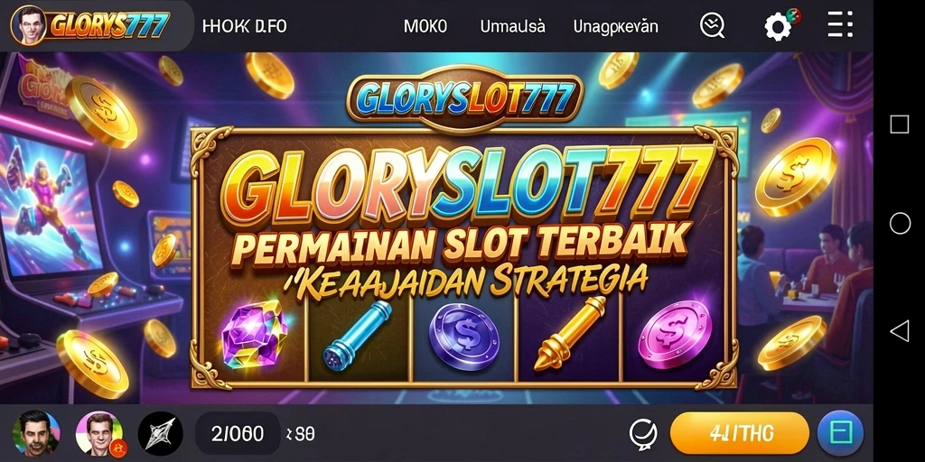 Screenshot utama GLORYSLOT777 menampilkan gameplay slot yang penuh strategi.