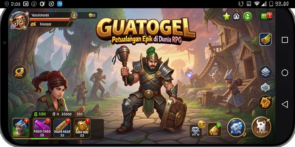 Screenshot GUATOGEL menunjukkan aksi pertarungan epik di dunia fantasi.