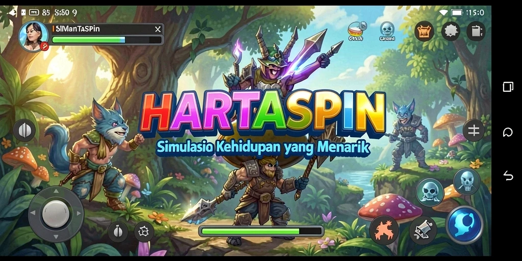 Tampilan gameplay HARTASPIN yang dinamis dan interaktif.