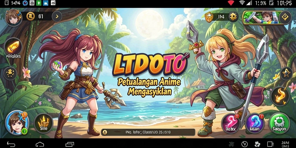 Tampilan gameplay LTDTOTO dengan karakter anime yang beraksi.