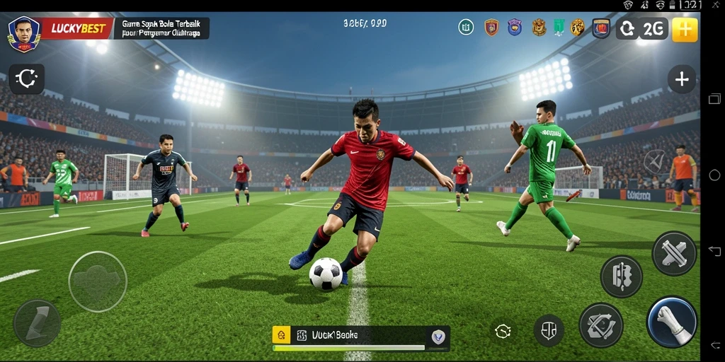 Tampilan gameplay seru di LUCKYBEST dengan aksi sepak bola yang memukau.