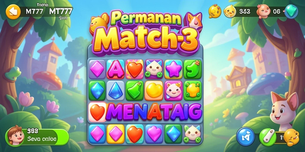 Tampilan gameplay seru di MT777, permainan Match-3 yang menarik.
