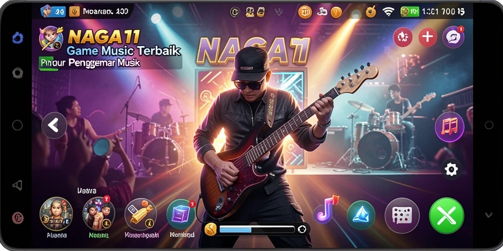 Tampilan gameplay NAGA11 yang menarik dengan elemen musik interaktif.