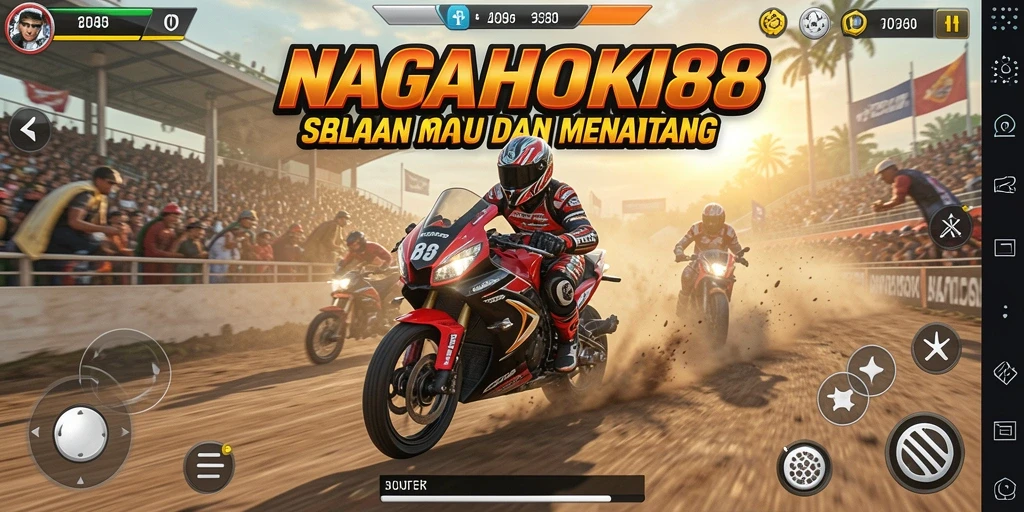 Gameplay seru NAGAHOKI88 dengan motor balap yang cepat dan track yang menantang.