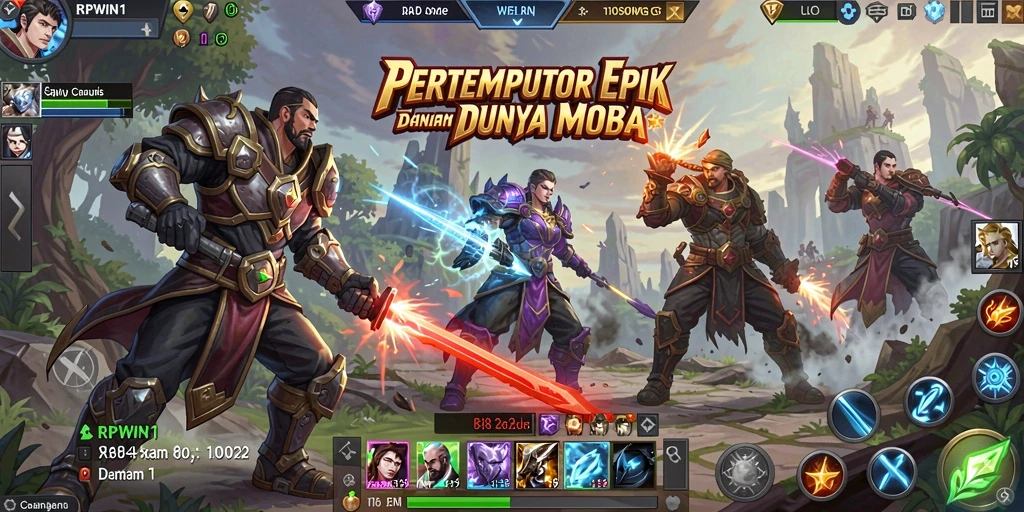 Tampilan gameplay seru dan intens di RPWIN1, pertandingan yang mendebarkan.