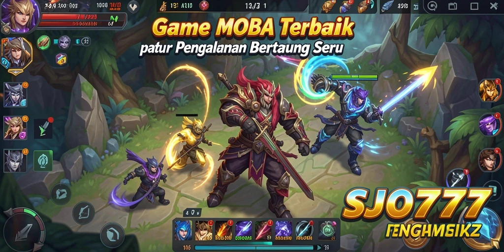 Tampilan gameplay SJO777 yang seru dan kompetitif dalam arena MOBA.
