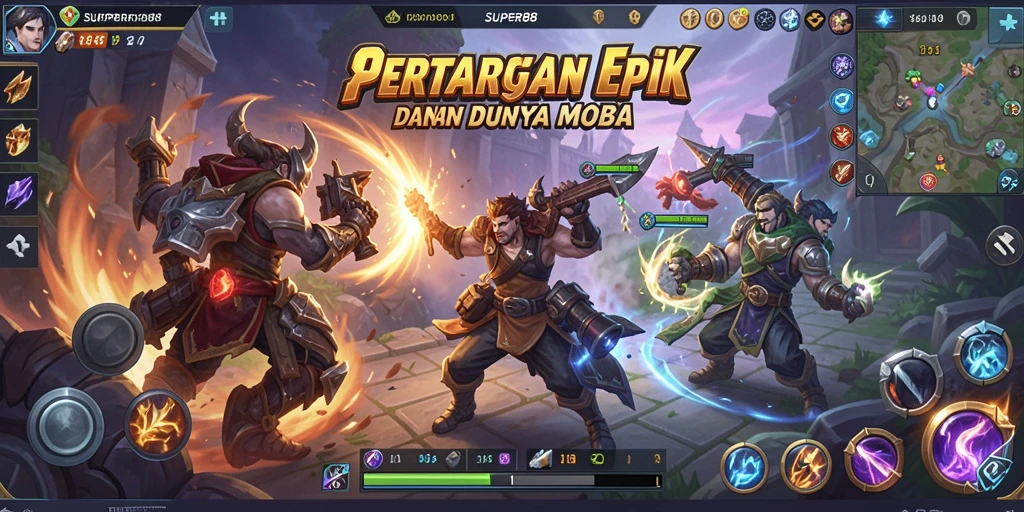 Screenshot utama SUPER88 menampilkan aksi intens dalam permainan MOBA.