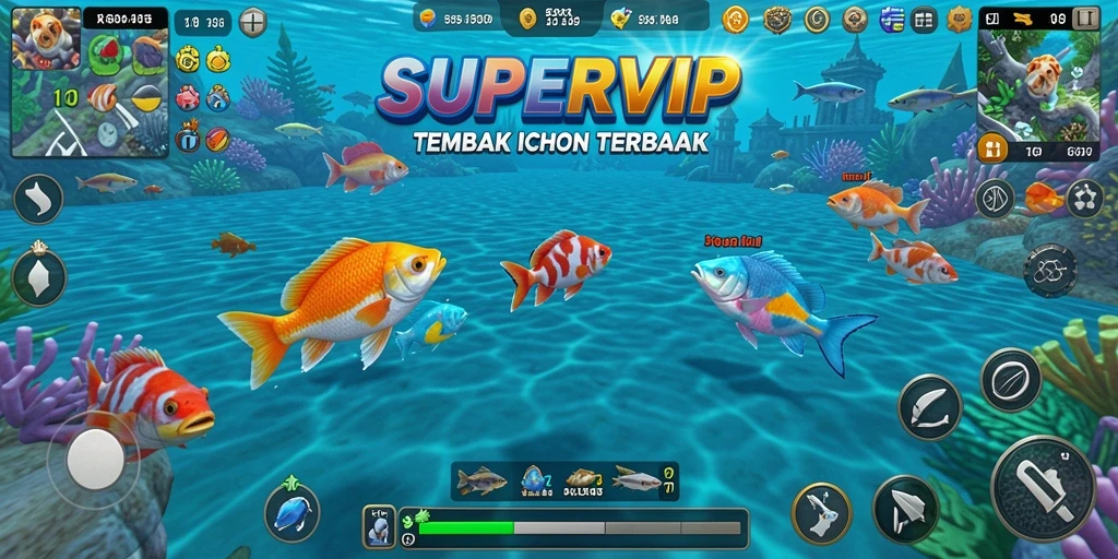 Tangkapan aksi seru dalam SUPERVIP yang menampilkan gameplay Tembak Ikan.