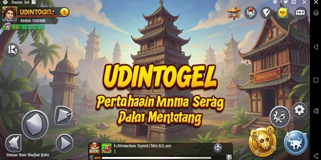 Screenshot gameplay UDINTOGEL menampilkan menara yang siap bertahan dari serangan musuh.