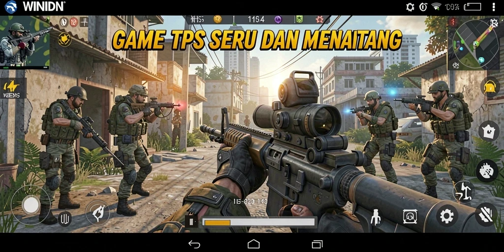 Screenshot WINIDN yang menampilkan aksi tembak-menembak dalam permainan TPS.