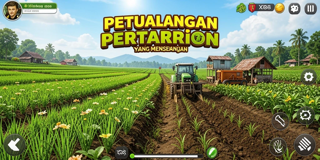 Tampilan gameplay X88 dengan aktivitas pertanian yang menarik.